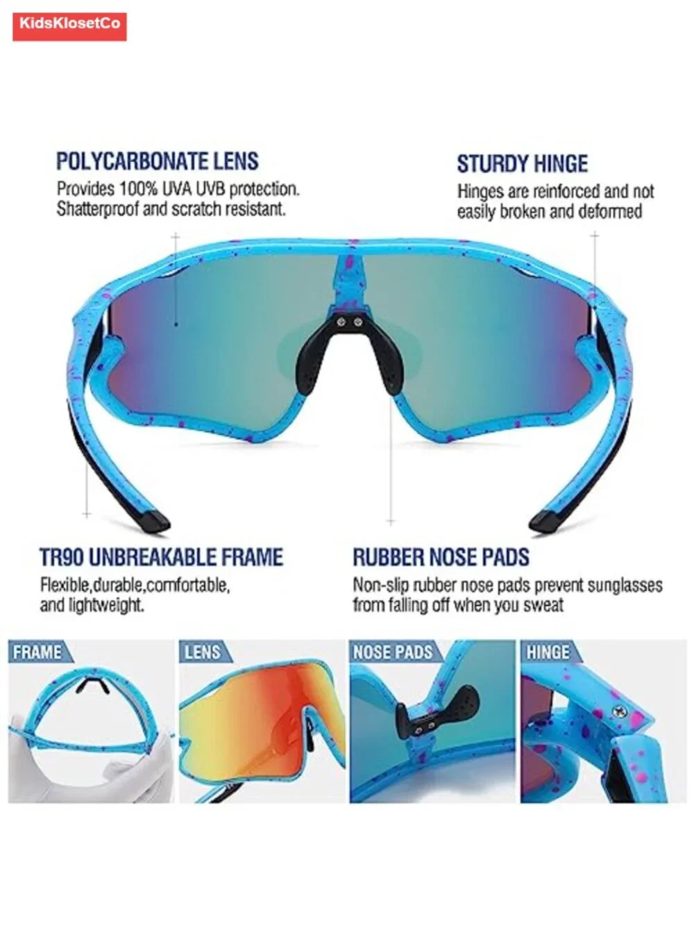 Kids Youth Sports Sunglasses Polarized UV400 Protection Cycling Baseball Glasses